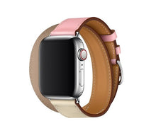 Load image into Gallery viewer, 40 44mm Double Tour Genuine Leather Strap for Apple Watch Band 42mm 38mm Bracelet Wrist Belt for iwatch series 5/4/3/2/1 Hermes