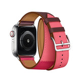 40 44mm Double Tour Genuine Leather Strap for Apple Watch Band 42mm 38mm Bracelet Wrist Belt for iwatch series 5/4/3/2/1 Hermes