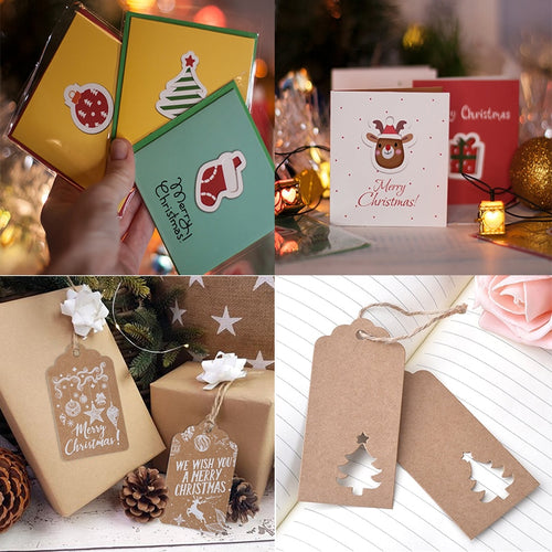 MEIDDING 100/50pcs Christmas Tree Tag Christmas Party Blessing Card Red White Christmas Tree Gift Hanging Ornament Christmas Tag