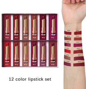 Cellacity matte Lipstick Set 12pcs/lot Waterproof Nutritious Velvet lip stick Red Tint Nude batom women fashion lips makeup set