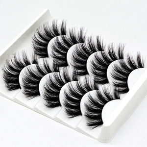5Pairs 3D Faux Mink Hair False Eyelashes Natural/Thick Long Eye Lashes Wispy Fluffy Lashes  Makeup Beauty Extension Tools