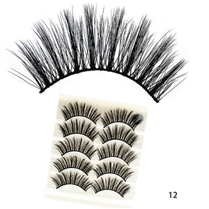 5Pairs 3D Faux Mink Hair False Eyelashes Natural/Thick Long Eye Lashes Wispy Fluffy Lashes  Makeup Beauty Extension Tools