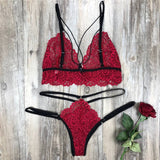 Fashion Women Bra Set Polyester Lace Lingerie Straps Sissy Panty Bandage Set Sexy Light and Breathable Underwear Sets