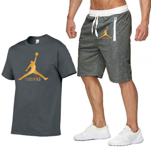 Men's New Jordan short-sleeved t-shirt short pants men fashion print fun t-shirt 2019 summer casual t-shirt shorts suit