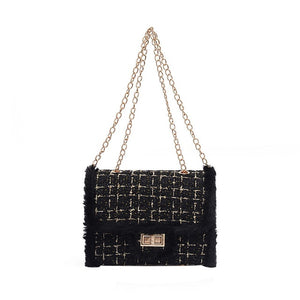 Luxury Handbags Women Bags Designer Plush Wool Bag Tide Chain Single Shoulder Small Square Handbags Sac Femme De Marque Luxe