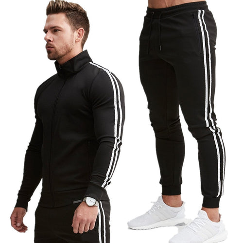 2019 Autumn New Men Hoodies Pants 2Pcs/Sets Sweatshirt Sweatpants Male Gyms Fitness Tops Trousers Joggers Sportswear Tracksuits