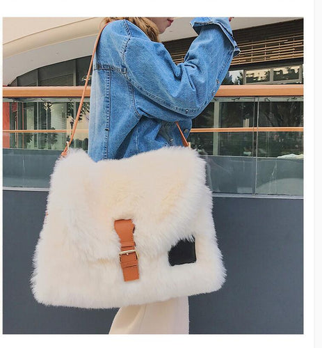 2019 Winter Fashion New Ladies faux Fur bag Quality Soft Plush Women's Designer Handbag High capacity big Shoulder Messenger bag