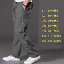 Charger l&#39;image dans la galerie, spring summer casual pants male big size 6XL Multi Pocket Jeans oversize Pants overalls elastic waist pants plus size men