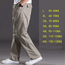 Cargar imagen en el visor de la galería, spring summer casual pants male big size 6XL Multi Pocket Jeans oversize Pants overalls elastic waist pants plus size men