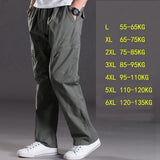 spring summer casual pants male big size 6XL Multi Pocket Jeans oversize Pants overalls elastic waist pants plus size men