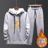 New 2019 Brand Tracksuit Fashion JORDAN 23 Men Sportswear Two Piece Sets All Cotton Fleece Thick hoodie+Pants Sporting Suit Male