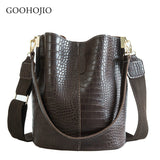 GOOHOJIO 2019 Crocodile Crossbody Bag for Women Shoulder Bag Brand Designer Women Bags Luxury PU Leather Bag Bucket Bag Handbag