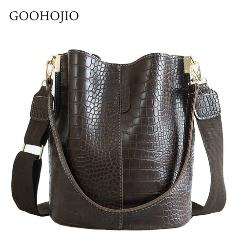 GOOHOJIO 2019 Crocodile Crossbody Bag for Women Shoulder Bag Brand Designer Women Bags Luxury PU Leather Bag Bucket Bag Handbag