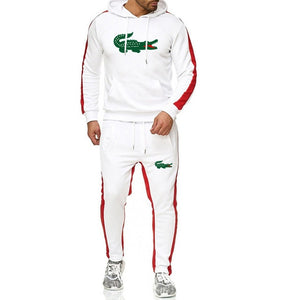 2019 Brand crocodile men chandal hombre Tracksuit hoodie+sweatpants thermal jogging homme Fleece men gym clothing Thick Suit 3XL