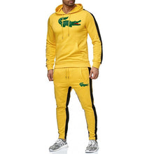 Charger l&#39;image dans la galerie, 2019 Brand crocodile men chandal hombre Tracksuit hoodie+sweatpants thermal jogging homme Fleece men gym clothing Thick Suit 3XL