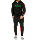 2019 Brand crocodile men chandal hombre Tracksuit hoodie+sweatpants thermal jogging homme Fleece men gym clothing Thick Suit 3XL