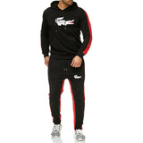 2019 Brand crocodile men chandal hombre Tracksuit hoodie+sweatpants thermal jogging homme Fleece men gym clothing Thick Suit 3XL