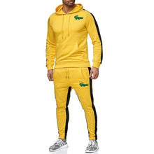 Carica l&#39;immagine nel visualizzatore di Gallery, 2019 Brand crocodile men chandal hombre Tracksuit hoodie+sweatpants thermal jogging homme Fleece men gym clothing Thick Suit 3XL