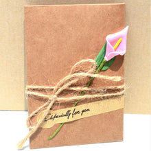 Cargar imagen en el visor de la galería, 2pack/lot Vintage DIY Kraft Paper Handmade Dried Flowers with envelope Postcard Greeting Card Birthday Card New Year Gift Cards