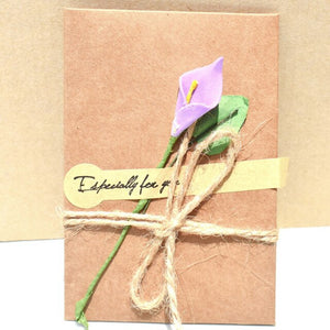 2pack/lot Vintage DIY Kraft Paper Handmade Dried Flowers with envelope Postcard Greeting Card Birthday Card New Year Gift Cards