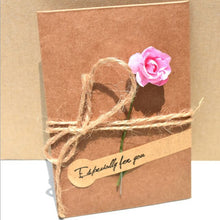 Carica l&#39;immagine nel visualizzatore di Gallery, 2pack/lot Vintage DIY Kraft Paper Handmade Dried Flowers with envelope Postcard Greeting Card Birthday Card New Year Gift Cards