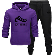 गैलरी व्यूवर में इमेज लोड करें, Fashion KATSUAKI Men Track suit Hoodies Suits Brand  Men Hip Hop Sweatshirts+Sweatpants Autumn Winter Fleece Hooded Pullover
