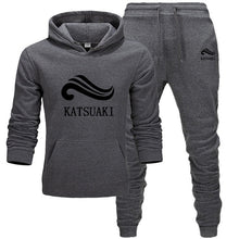 Carica l&#39;immagine nel visualizzatore di Gallery, Fashion KATSUAKI Men Track suit Hoodies Suits Brand  Men Hip Hop Sweatshirts+Sweatpants Autumn Winter Fleece Hooded Pullover