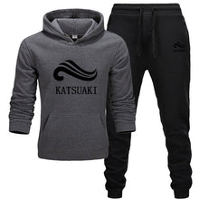 Carica l&#39;immagine nel visualizzatore di Gallery, Fashion KATSUAKI Men Track suit Hoodies Suits Brand  Men Hip Hop Sweatshirts+Sweatpants Autumn Winter Fleece Hooded Pullover