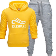 Laden Sie das Bild in den Galerie-Viewer, Fashion KATSUAKI Men Track suit Hoodies Suits Brand  Men Hip Hop Sweatshirts+Sweatpants Autumn Winter Fleece Hooded Pullover