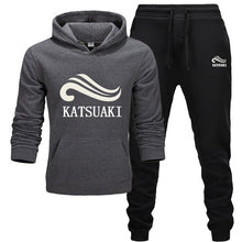 Cargar imagen en el visor de la galería, Fashion KATSUAKI Men Track suit Hoodies Suits Brand  Men Hip Hop Sweatshirts+Sweatpants Autumn Winter Fleece Hooded Pullover