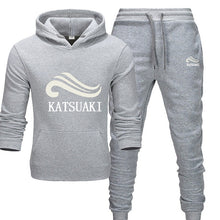 Laden Sie das Bild in den Galerie-Viewer, Fashion KATSUAKI Men Track suit Hoodies Suits Brand  Men Hip Hop Sweatshirts+Sweatpants Autumn Winter Fleece Hooded Pullover