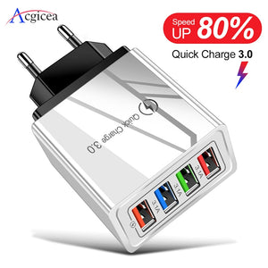 EU/US Plug USB Charger Quick Charge 3.0 For Phone Adapter for Huawei Mate 30 Tablet Portable Wall Mobile Charger Fast Charger