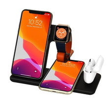 Carica l&#39;immagine nel visualizzatore di Gallery, 15W Qi Fast Wireless Charger Stand For iPhone 11 XR X 8 Apple Watch 4 in 1 Foldable Charging Dock Station for Airpods Pro iWatch