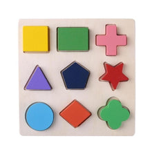 Carica l&#39;immagine nel visualizzatore di Gallery, Wooden Geometric Shapes Montessori Puzzle Sorting Math Bricks Preschool Learning Educational Game Baby Toddler Toys for Children