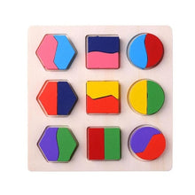 Cargar imagen en el visor de la galería, Wooden Geometric Shapes Montessori Puzzle Sorting Math Bricks Preschool Learning Educational Game Baby Toddler Toys for Children