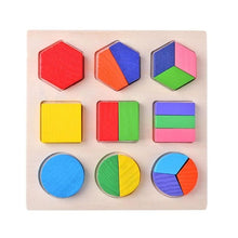 Laden Sie das Bild in den Galerie-Viewer, Wooden Geometric Shapes Montessori Puzzle Sorting Math Bricks Preschool Learning Educational Game Baby Toddler Toys for Children