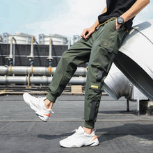 Carica l&#39;immagine nel visualizzatore di Gallery, Men&#39;s Side Pockets Cargo Harem Pants 2020 Ribbons Black Hip Hop Casual Male Joggers Trousers Fashion Casual Streetwear Pants
