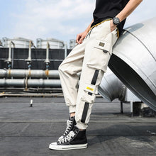 Cargar imagen en el visor de la galería, Men&#39;s Side Pockets Cargo Harem Pants 2020 Ribbons Black Hip Hop Casual Male Joggers Trousers Fashion Casual Streetwear Pants
