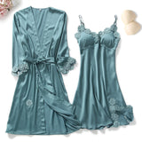 Sexy Women Rayon Kimono Bathrobe WHITE Bride Bridesmaid Wedding Robe Set Lace Trim Sleepwear Casual Home Clothes Nightwear