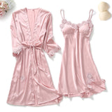 Sexy Women Rayon Kimono Bathrobe WHITE Bride Bridesmaid Wedding Robe Set Lace Trim Sleepwear Casual Home Clothes Nightwear