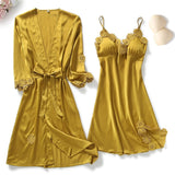 Sexy Women Rayon Kimono Bathrobe WHITE Bride Bridesmaid Wedding Robe Set Lace Trim Sleepwear Casual Home Clothes Nightwear