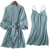 Sexy Women Rayon Kimono Bathrobe WHITE Bride Bridesmaid Wedding Robe Set Lace Trim Sleepwear Casual Home Clothes Nightwear