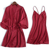 Sexy Women Rayon Kimono Bathrobe WHITE Bride Bridesmaid Wedding Robe Set Lace Trim Sleepwear Casual Home Clothes Nightwear