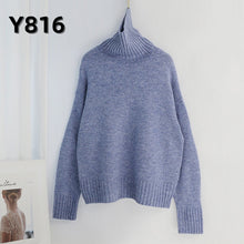 Load image into Gallery viewer, Aachoae Autumn Winter Women Knitted Turtleneck Cashmere Sweater 2020 Casual Basic Pullover Jumper Batwing Long Sleeve Loose Tops