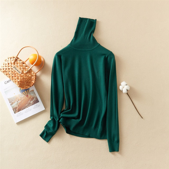 Marwin 2020 New-Coming Autumn Winter Solid Turn-Down Collar Pullovers Female Thick Turtleneck Knitted High Street  Women Sweater
