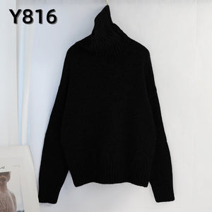 Aachoae Autumn Winter Women Knitted Turtleneck Cashmere Sweater 2020 Casual Basic Pullover Jumper Batwing Long Sleeve Loose Tops