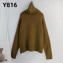 Laden Sie das Bild in den Galerie-Viewer, Aachoae Autumn Winter Women Knitted Turtleneck Cashmere Sweater 2020 Casual Basic Pullover Jumper Batwing Long Sleeve Loose Tops
