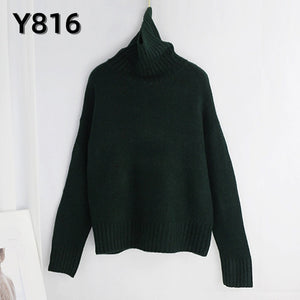 Aachoae Autumn Winter Women Knitted Turtleneck Cashmere Sweater 2020 Casual Basic Pullover Jumper Batwing Long Sleeve Loose Tops