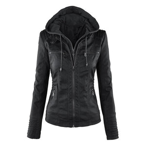 2020 New Women Autumn Winter Faux Soft Leather Jackets Coats Lady Black PU Zipper Epaule Motorcycle Streetwear