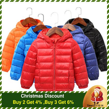 Load image into Gallery viewer, 2020 Autumn Winter Hooded Children Down Jackets For Girls Candy Color Warm Kids Down Coats For Boys 2-9 Years Outerwear Clothes